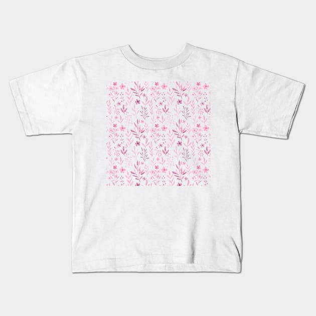 Floral Pattern Kids T-Shirt by Debbie's Art